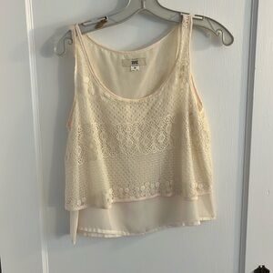 Cream cropped tank blouse